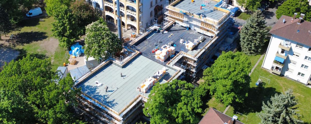 Kindertagesstätte Sybelstraße von oben im Bau
